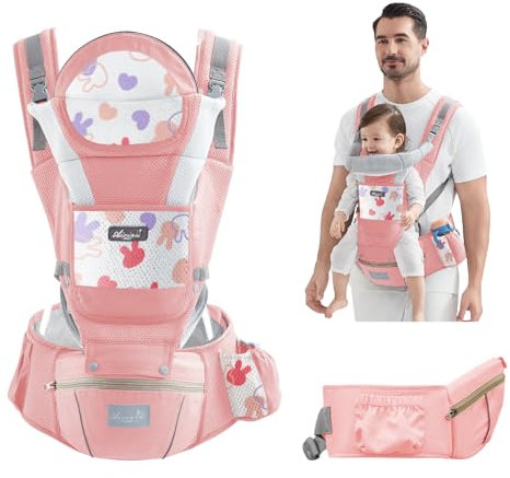 IULONEE Babytrage Baby-Tragetasche Babytrage Neugeborene Ergonomische Babytrage Einfach Anzuziehen Babytrage Hüftsitz Baby Tragegurt Babytragetuch Ideal Für Freihändiges Elterndasein (Rosa)