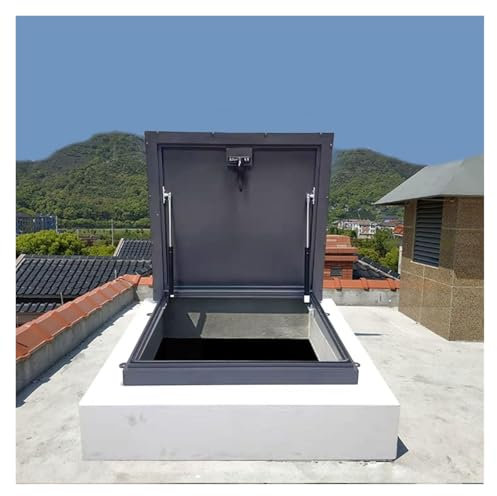 Dachfensterabdeckung Anpassbare Dachlukenabdeckung Regensicher, Verzinkte Dachfensterabdeckung Mit Gasdruckfeder & Griff & Gummidichtungsstreifen, Schacht/ Kellerausgangsabdeckung(LxW-21.7x21.7 in)
