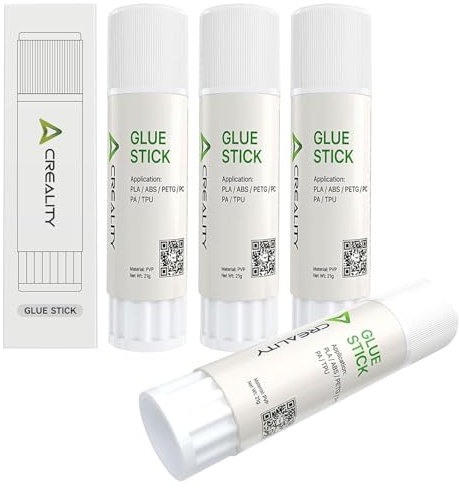 Creality 3D Printer Glue Stick for Print Bed, PVC Sollid Bed Adhesive,Strong Adhesion Reduces Warping for Printing PLA,ABS,PETG,PC,PA,TPU on Various Build Plate,Glass,PEI,PEO,PET, etc. 21g x 4 Pack