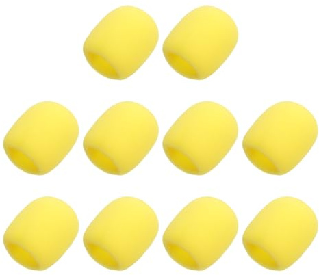 sourcing map 10pcs Microphone Foam Covers, 40mm (1.57) ID 10mm (0.39) Thickness Microphone Windscreen Foam Cover for Most Handheld Microphones, Yellow
