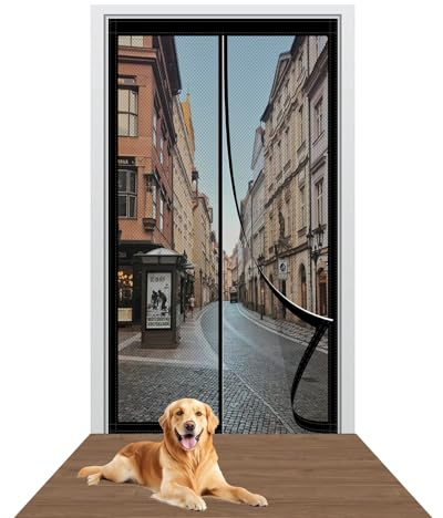 Moustiquaire de Porte Magnétique 77 x 220 cm Fermeture Automatique Moustiquaire Fenêtre Magnetique Kit D'Installation Complet pour La Plupart Les Types de Fenêtres Ou Porte, Noir