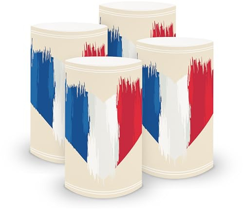 itenga 6X Windlicht Tischlicht aus Folie I Ländermotive Frankreich I 10,0 x 21,0 cm I ideal als Tischdeko I geeignet für Teelichter oder LED-Kerzen (Frankreich - Flagge)