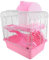 Gatuida Hamster Käfig Groß Doppeldeckiger Nagerkäfig mit Einzigartigem Design für Hamster und Ratten Atmungsaktiv und Sicher für Kleine Haustiere Zartem Rosa