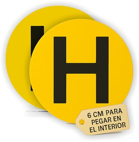 Pack X2 Distintivo Vehiculo Historico, Para Pegar DENTRO DEL PARABRISAS, Homologada, Amarillo Reflectante, H Negro Mate, 60mm Diametro- Pegatina Vehiculo Historico - Adhesivo Vehiculo Historico.