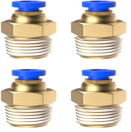 RVYEIOP 4 pièces raccord pneumatique 6 mm 1/2 Pouce, Tuyau Flexible enfichable raccord air comprimé, raccord pour Tuyau.