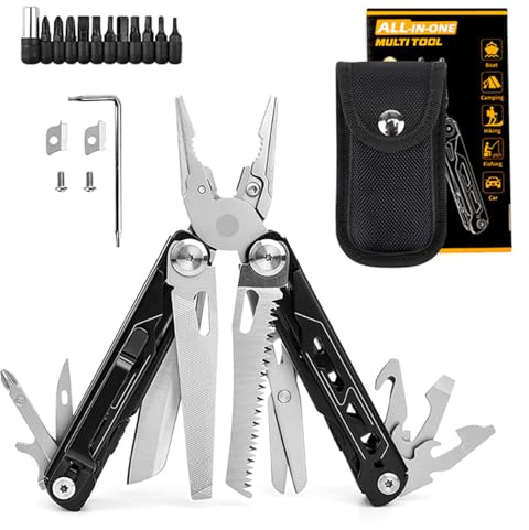 Multiuso 28-in-1 con coltello, pinze e 11 inserti in acciaio inox affilato – per uomo