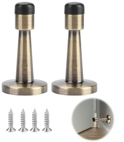 2 Pcs Brass Door Stop, Door Stoppers for Skirtings, Antique Brass Door Stoppers for Walls, Wall Mounted Doors Stopper for Indoor Home, Office and Hotel Use(8x4cm)