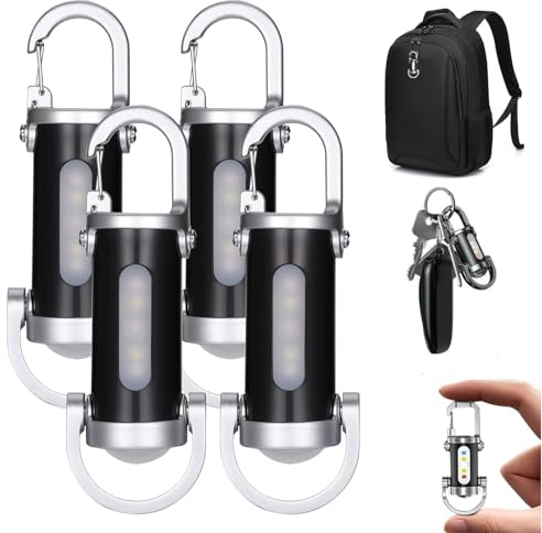 4 Pack Mini Flashlight, Keychain Torch, Waterproof Keyring Light Torch, Pocket Rechargeable LED Small Keychain Flashlight, Super Bright Led Pocket Torch Keyring Light for Walking, Searching and Hiking