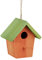 Relaxdays Casa per uccelli colorata legno piccola casetta decorazione primaverile HLP: 16 x 15 x 11 cm arancio/verde
