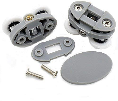 YUANQIAN Set di 4 rulli Doppi per Porta della Doccia con Guide e Ruote da, Distanza tra Fori: 30 mm (23MM)