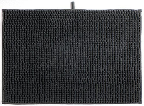 MSV Badteppich Badvorleger Duschvorleger Chenille Hochflor Badematte 40x60 cm – Grau
