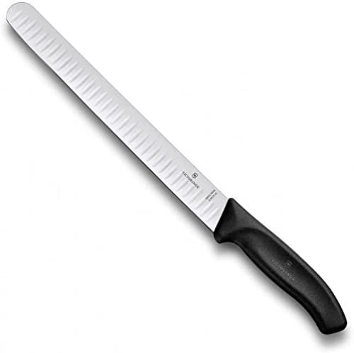 Victorinox Swiss Classic, Slicing Knife, Extra Sharp Blade, Fluted Edge, 25 cm, Stainless Steel, Black