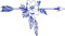 CLICKANDPRINT Aufkleber » Pfeil mit Blumen und Federn, 30x16,3cm, Brillantblau • Wandtattoo/Wandaufkleber / Wandsticker/Wanddeko / Vinyl