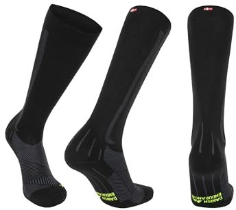 DANISH ENDURANCE Kompressionsstrümpfe, Sport Kompressionssocken, 21-26 mmHg, Unisex, für Herren & Damen, Schwarz/Grau, 35-38