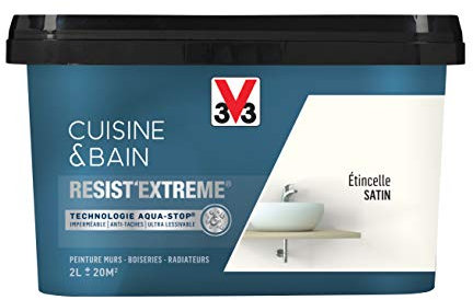 V33 Peinture multi-supports monocouche Cuisine & Bain Resist'Extrême® Satin, Etincelle, 2L