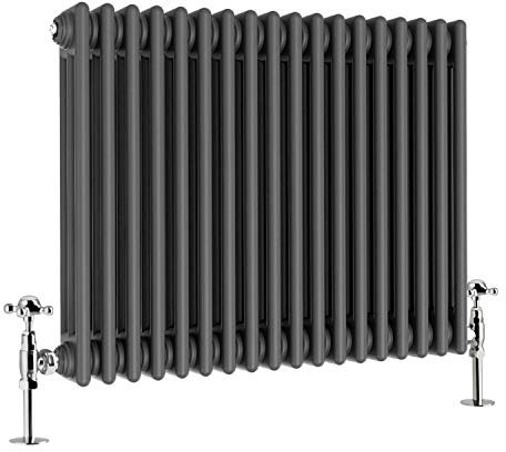 Warmehaus - Traditional Cast Iron Style Anthracite Triple Column Horizontal Radiator 600 x 830mm - Perfect for Bathrooms, Kitchen, Living Room