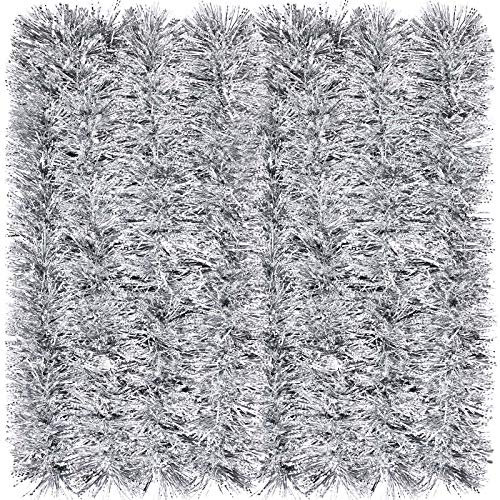 EBOOT 39,4 Fuß Weihnachten Lametta Girlande Glänzend Girlande Metallisch Glänzend Girlande Weihnachtsbaum Hängende Dekorationen für Weihnachten Ferien Indoor und Outdoor Dekorationen (Silber)