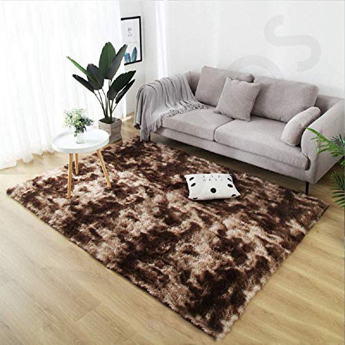 Muutos Flauschige Hochflor Teppiche 200x200cm, Klein Teppich, Robust Qualität, Antistatisch, für Wohnzimmer Küche Flur Schlafzimmer oder Kinderzimmer - Brown