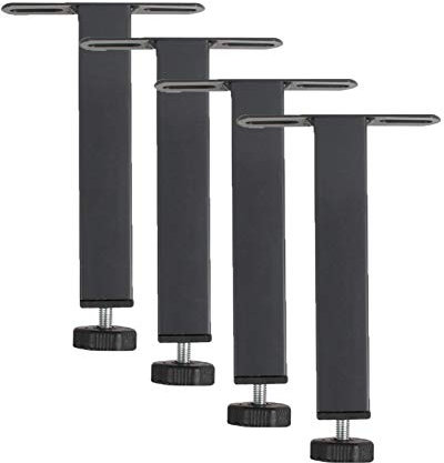 4 Pattes de Meuble Double Trou de Type T Pieds de Meuble Reglable Pieds Sommier Pieds de Support De Lit Accessoires pour Cadre De Lit avec Vis Ne Fait Pas Mal Au Sol,Gris(10cm)