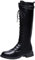 Xmiral Stivali Donna Moda Inverno Fibbia per Cintura Cerniera a Tubo Lungo con Tacco Alto in Puro Colore (42,Nero)