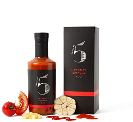Chilli No.5 | Hot & Spicy Ketchup, Gourmet Hot Sauce, Vegan, Gluten Free, No Artificial Colours or Flavourings, 200 Milliliters Bottle