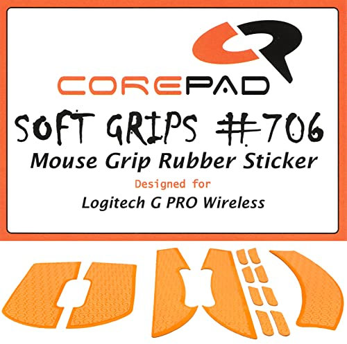 Corepad Soft Grips - Self-Adhesive Pre-Cut Non-Slip Stickers for PC Gaming Mice (Orange, Logitech G PRO Wireless)