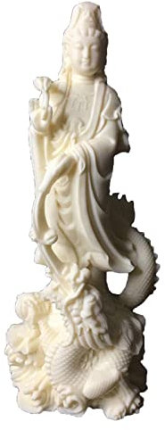 Quan Yin Statue stehend auf Drache, Kwan Yin Mercy Göttin chinesische Feng Shui Skulptur asiatische Göttin weiblicher Buddha buddhistische Dekoration