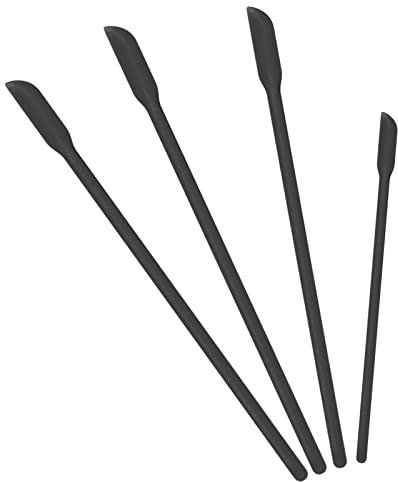 SAVITA 4 Stück Mini Spachtel Set, Multifunktional Kleine Silikon Spachtel Spatel Küchenschaber für Make-up Kosmetik Dünne Gläser Dünne Flaschen Schmale Dose (Schwarz)