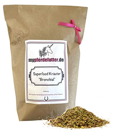 mypferdefutter Bronchial/Atemwegs Kräuter für Pferde 100% Natur PUR - Pferdekräuter frei von Zusätzen für Dein Lieblingspferd - unterstützen natürlich bei Atemwegsproblemen (500 g)