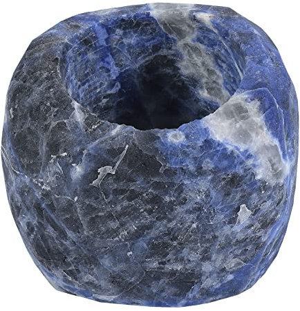 KYEYGWO Sodalith Natürlicher Oval Kristall Kerzenhalter Ornament, Heilung Stein Kerzenständer Polierte Edelstein Teelichthalter Modern Kerzenleuchter für Tischdeko Party Hochzeit Weihnachten