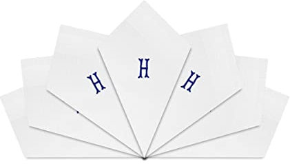 Warwick & Vance Taschentücher für Herren und Herren, Satin, mit blauen gestickten Initialen, 7 Stück, h, 40cm x 40cm