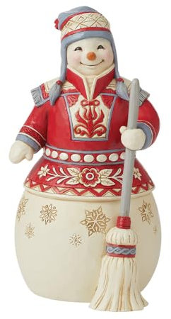 Enesco Jim Shore Heartwood Creek Nordic Noel Schneemann mit Besen, 21 cm, mehrfarbig