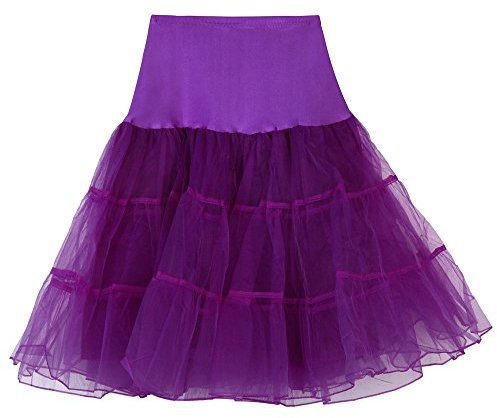 Gonna da donna, minigonna da balletto, per cosplay, anni '80, accessorio per feste, gonna in tulle, sottoveste, tutù, sottogonna, Lilla, M