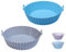 MIR & MAD® 2PCS Silicone Air Fryer Liner & 2 Cupcake Liners | Heavy Duty High Heat Resistant Air Fryer Silicone Liner 8 Inch Round Non Stick Reusable Silicone Air Fryer Liners (Blue & Grey)