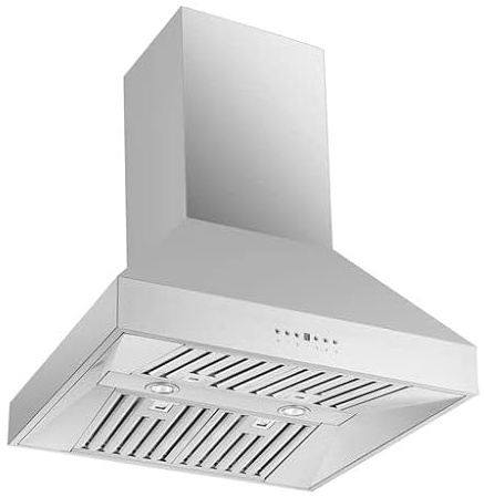 Forno Coppito 30 Inch. Island Range Hood with 600 CFM Motor and 4 Speed Touch Control - Stainless Steel Ceiling Mount Kitchen Stove Vent with Baffle Filter and 2 Chimney Extensions