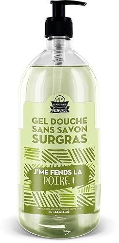 Gel douche 1L J'me Fends la Poire série limitée - Les Petits Bains de Provence - ludique et amusant - senteur Poire - drôle - facilite la douche des enfants - surgras sans savon