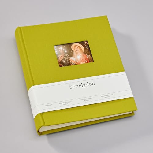 Semikolon 369967 Foto-Album Medium Finestra - 21,6x25,5 cm - 80 Seiten cremefarben, für 160 Fotos - matcha hell-grün