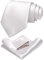JEMYGINS Klassisch Formal Elegant Herren Seidenkrawatte Set-Krawatte & Einstecktuch Sets Weiss