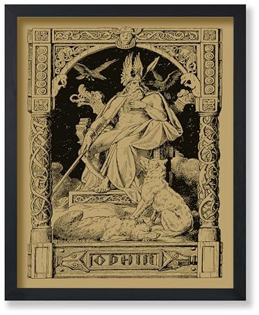 Poster Master Vintage Odin Poster – Retro Altnordischer Gott Druck – Mythologie Kunst – Heidentum Kunst – Geschenk für Männer und Frauen – tolle Dekoration für Wohnzimmer, Schlafzimmer, Wohnheim oder