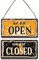 nbeads Enseignes Commerciales Ouvertes et Fermées en Bois Naturel, Enseigne Ouverte Double Face Rectangulaire Noire avec Ficelle de Jute pour Fenêtre de Porte de Magasin de Café