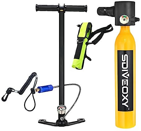 cypreason Diving Cylinder - 0.5L Scuba Diving Gear Set | Little Oxygen Bottles Hand Pump for Scuba Diving Underwater Breathe Training
