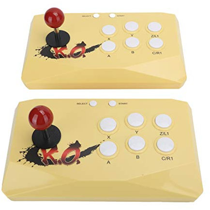 Vomeko Arcade Fight Stick Joystick - Dual Wireless Fighting Joystick Gamepad para TV Game Console Gaming Fight Stick(Amarillo)