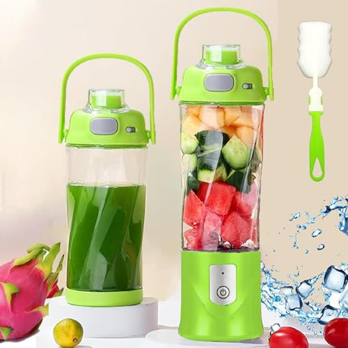 Mixeur Blender Portable 580ml /20oz pour Shakes et Smoothies - Mini Mixeur Smoothie Portable avec 6 Lames et USB blender 270W Glace Pilée Blenders avec couvercle de voyage (Vert)