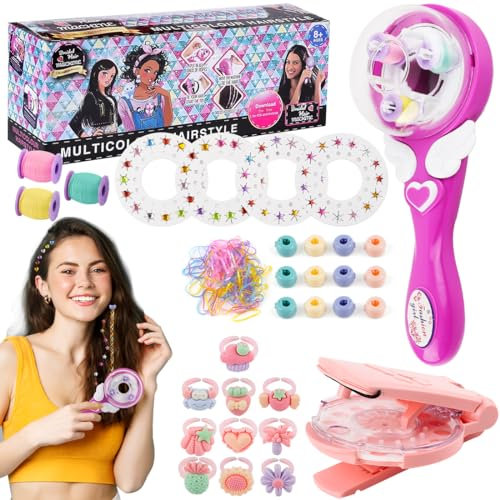 Philoctes Hair Bedazzler Kit, Automatic Hair Braider, Mädchen Haarstyling-Werkzeug mit 60 Haar-Edelsteinen, DIY Magic Hair Bling Styling Tools für Mädchen Geschenk