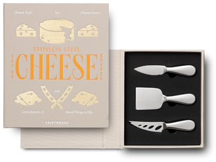 PrintWorks The Essentials 3 Piece Stainless Steel Cheese Knife Set, Gift Set with Knives, Chisel and Heart Knives, Stylish Cold Meat Accessories and Dishwasher Safe