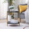 Pantanal Marble Effect Round Side Table with Storage Shelf, 2 Tiers, Black