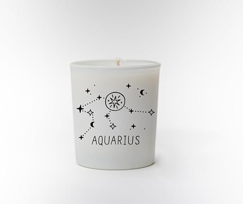 Original Soy Wax Zodiac Duftkerze Tierkreiszeichen: Wassermann - aus 100% veganem Sojawachs - Aromatherapie Weiße Kerzen - Sternzeichen Duftkerzen im Glas - Duft: Luxe Kaschmir