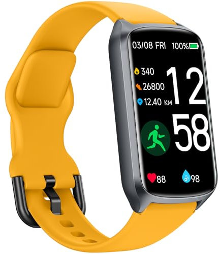 Health Fitness Tracker with 24/7 Heart Rate, Blood Oxygen, Blood Pressure, Sleep Tracker, Step Counter, 5ATM Waterproof Activity Trackers and Smart Watches for Women Men Kids (S & L Bands Included)