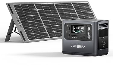 AFERIY Generateur Electrique Portable 1200W avec Panneau Solaire 200W, 960Wh Batteries LiFePO4, Sorties AC 220V-240V, Panneau Solaire Pliable avec Ports USB, IP65, pour Camping/Maison/Domicile