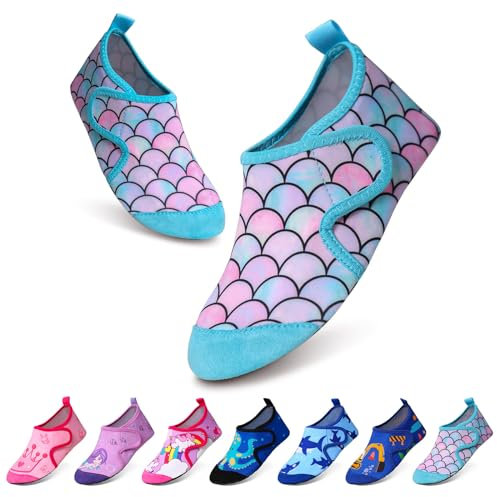 Tolaler Calcetines de Piscina Bebe, Zapatos de Playa para Niños Con Suela Gruesa Antideslizante Flexible Transpirable Secado Rápido 22-35EU